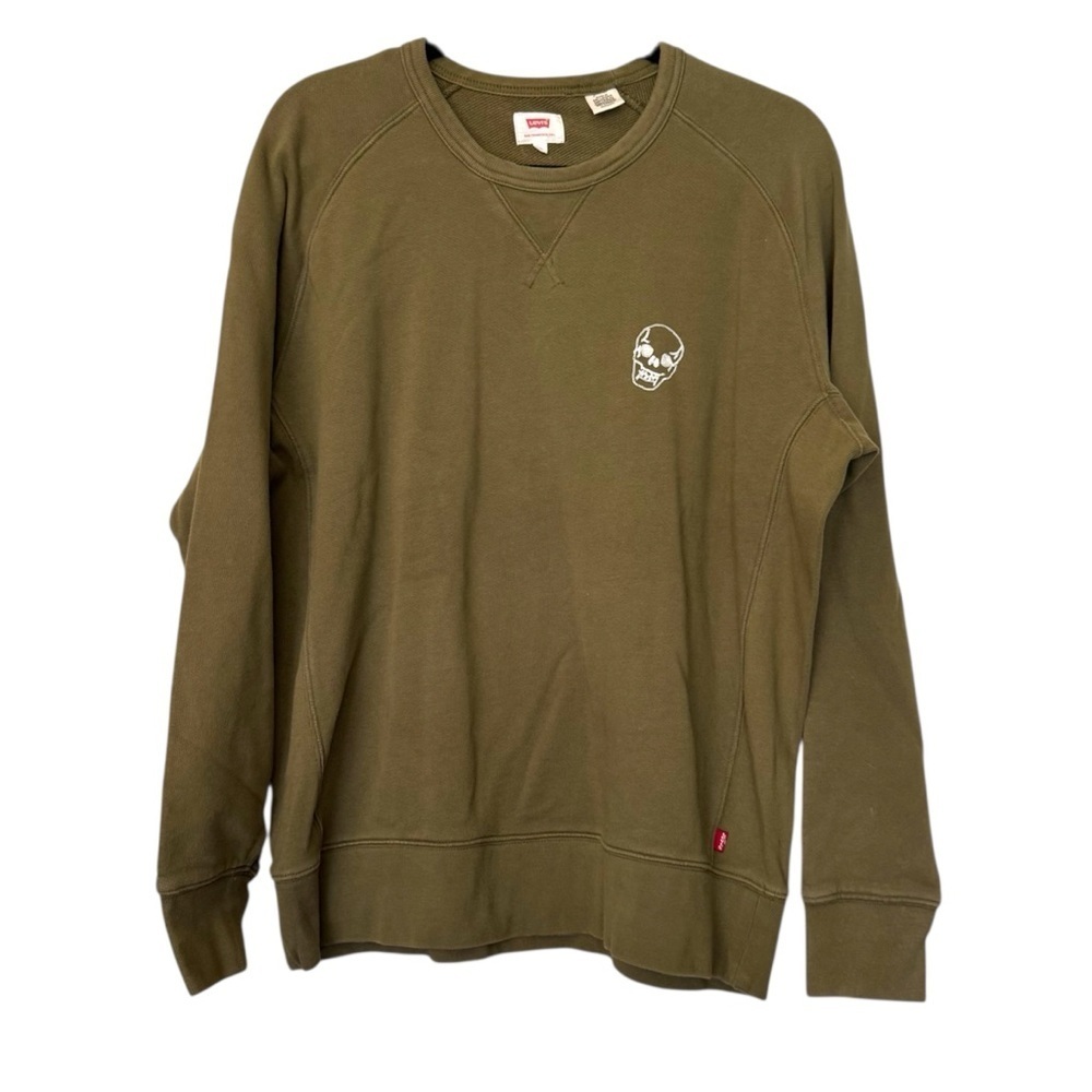 Levi’s‎ Skull Embroidered Crewneck Pullover Olive Green & White